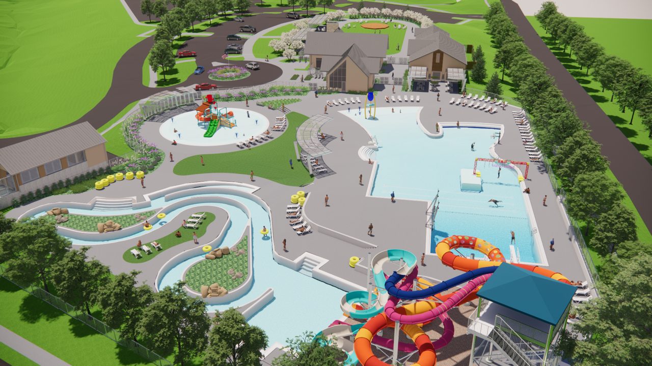 Aquatic center pools, aerial